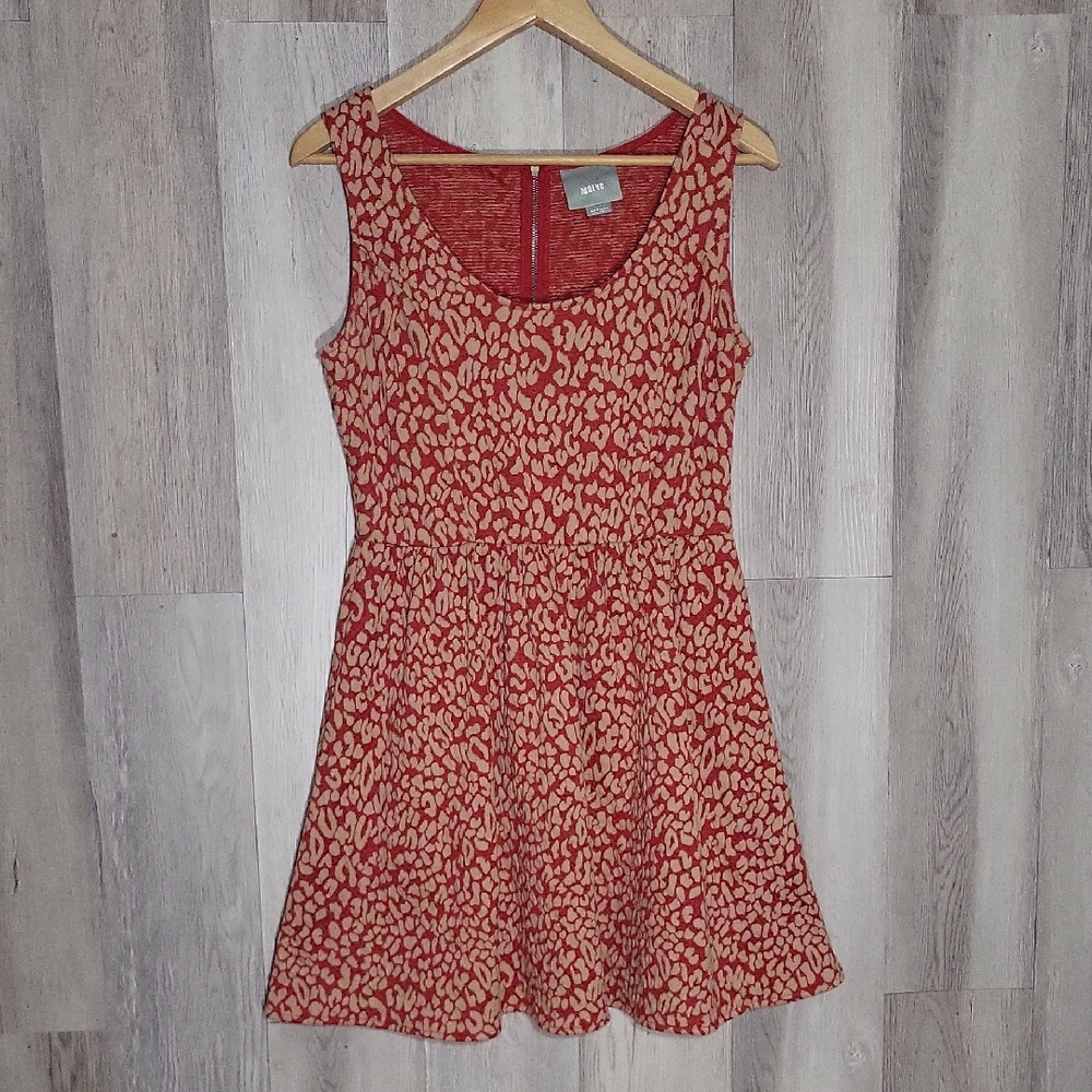 Maeve Anthropologie Womens Medium Petite Caldera Dress Fit & Flare Animal Print